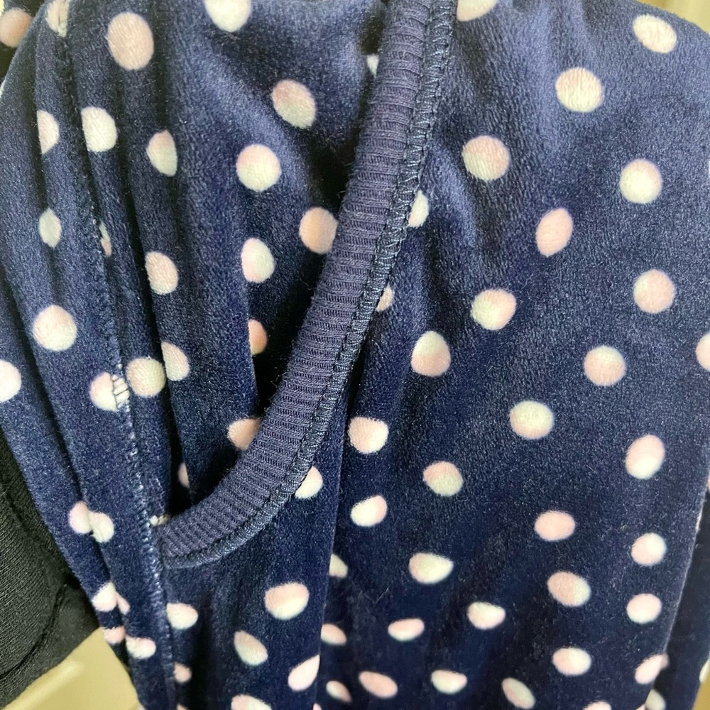 Nautica Pajama Set Navy and Pink Polka Dot Silky Stretch Fleece Size L - Picture 6 of 9